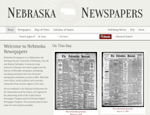 Screenshot of Nebraska Newspapers home page